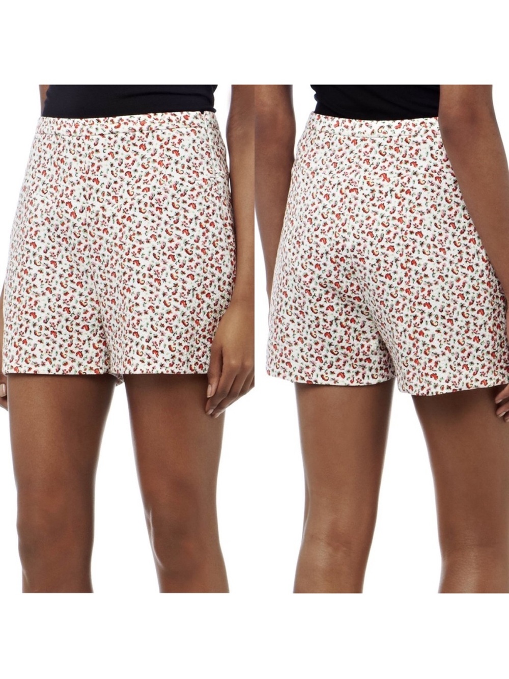 Reiss Peti Print Ditsy Floral High Waist Shorts V Waist US 8